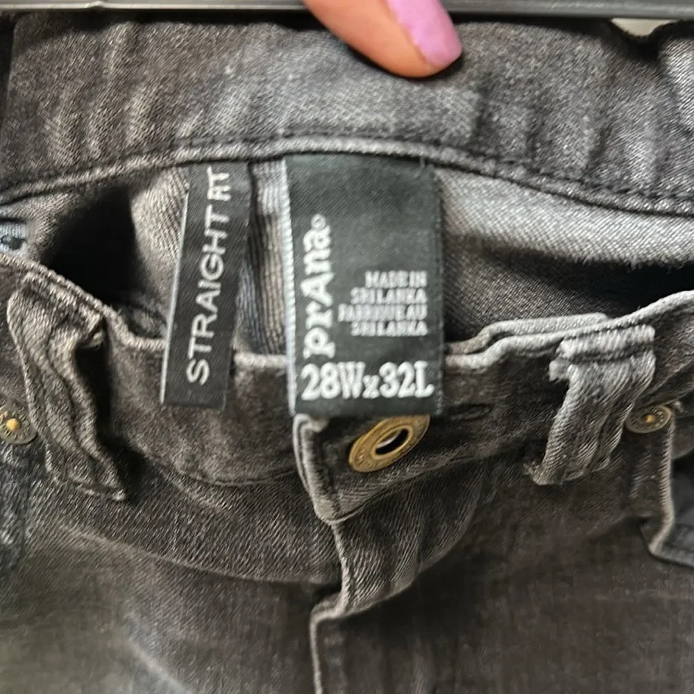 Prana Breathe Straight Fit Mens Washed Black Denim Jeans 28x32